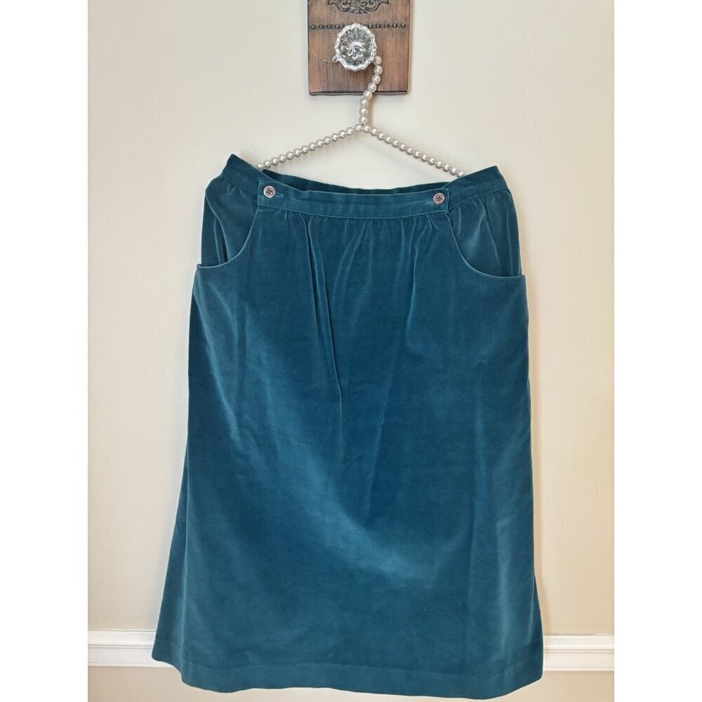 Vintage Sears Jr Bazaar Size 13 Teal Velvet Velour Skirt Retro